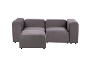 4255664875075 - Beliani - 2-Sitzer Sofa Dunkelgrau Samtbezug Modular mit Ottomane Breite Hohe Armlehnen Niedrige Rückenlehne Wohnzimmer Polstersofa Modulsofa