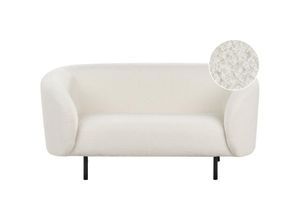 4255664876195 - Sofa Weiß Bouclé Stoffbezug 2-Sitzer mit Armlehnen Metallgestell in Schwarz Glamouröser Edler Stil Wohnzimmer Salon Esszimmer Flur