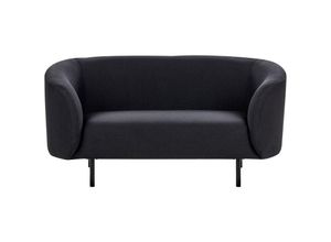 4255664876232 - Sofa Schwarz Stoffbezug 2-Sitzer mit Armlehnen Metallgestell Glamouröser Edler Stil Wohnzimmer Salon Esszimmer Flur