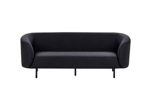 4255664876249 - Sofa Schwarz Stoffbezug 3-Sitzer mit Armlehnen Metallgestell Glamouröser Edler Stil Wohnzimmer Salon Esszimmer Flur