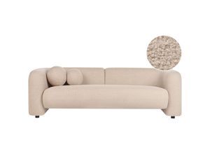 4255664876577 - Sofa Beige aus Bouclé 3-Sitzer mit Dekokissen Modernes Elegantes Design Couch für Wohnzimmer