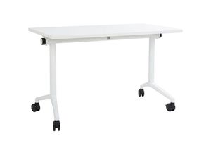 4255664877161 - Beliani - Schreibtisch Weiß 120 x 60 cm Klappbar Faltbar mit Rollen Mobil Bürotisch für Homeoffice Büro Modernes Design