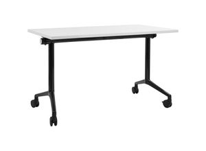 4255664877185 - Beliani - Schreibtisch Weiß u Schwarz 120 x 60 cm Klappbar Faltbar mit Rollen Mobil Bürotisch für Homeoffice Büro Modernes Design