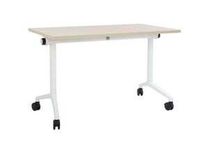 4255664877208 - Beliani - Schreibtisch Heller Holzfarbton u Weiß 120 x 60 cm Klappbar Faltbar mit Rollen Mobil Bürotisch für Homeoffice Büro Modernes Design