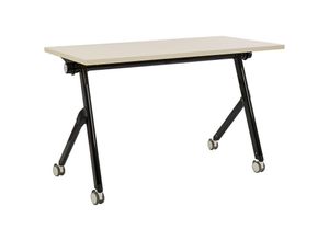 4255664877215 - Beliani - Schreibtisch Heller Holzfarbton u Schwarz 120 x 60 cm Klappbar Faltbar mit Rollen Mobil Bürotisch für Homeoffice Büro Modernes Design