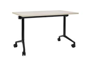 4255664877222 - Beliani - Schreibtisch Heller Holzfarbton u Schwarz 120 x 60 cm Klappbar Faltbar mit Rollen Mobil Bürotisch für Homeoffice Büro Modernes Design