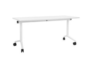 4255664877246 - Beliani - Schreibtisch Weiß 160 x 60 cm Klappbar Faltbar mit Rollen Mobil Bürotisch für Homeoffice Büro Modernes Design