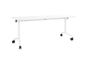 4255664877321 - Beliani - Schreibtisch Weiß 180 x 60 cm Klappbar Faltbar mit Rollen Mobil Bürotisch für Homeoffice Büro Modernes Design