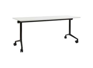 4255664877345 - Beliani - Schreibtisch Weiß u Schwarz 180 x 60 cm Klappbar Faltbar mit Rollen Mobil Bürotisch für Homeoffice Büro Modernes Design