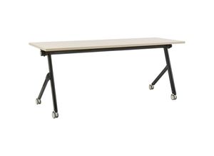 4255664877376 - Beliani - Schreibtisch Heller Holzfarbton u Schwarz 180 x 60 cm Klappbar Faltbar mit Rollen Mobil Bürotisch für Homeoffice Büro Modernes Design