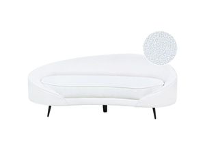 4255664877444 - Beliani - Sofa Weiß Bouclé 3-Sitzer Oval Gebogen Dicke Polsterung mit Metallfüßen Schwarz Freistehend Retro Glamourös für Wohnzimmer Salon Flur Diele