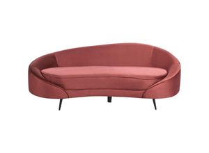 4255664877451 - Beliani - Sofa Rot Samt 3-Sitzer Oval Gebogen Dicke Polsterung mit Metallfüßen Schwarz Freistehend Retro Glamourös für Wohnzimmer Salon Flur Diele