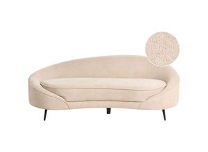 4255664877468 - Beliani - Sofa Beige Bouclé 3-Sitzer Oval Gebogen Dicke Polsterung mit Metallfüßen Schwarz Freistehend Retro Glamourös für Wohnzimmer Salon Flur Diele