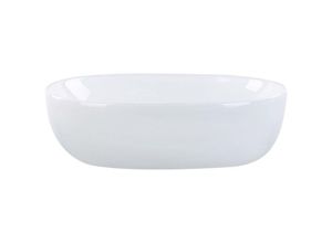 4255664878403 - Waschbecken Weiß Keramik Oval 48x34 cm mit Klickverschluss Stöpsel Badezimmer Ausstattung Waschschale Waschtisch Aufsatzwaschbecken