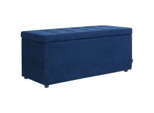 4255664879141 - Sitzbank mit Stauraum Marineblau aus Stoff 100 x 40 cm Rechteckig Gepolstert Hocker Ottomane Aufbewahrung für Schlafzimmer Wohnzimmer Flur