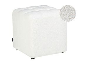 4255664879189 - Pouf Hocker Weiß Bouclé-Stoffbezug Gesteppt Quadratisch 38 x 38 cm Modern Sitzhocker für Flur Wohnzimmer Garderobe Schlafzimmer Kinderzimmer