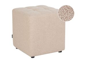 4255664879196 - Pouf Hocker Beige Bouclé-Stoffbezug Gesteppt Quadratisch 38 x 38 cm Modern Sitzhocker für Flur Wohnzimmer Garderobe Schlafzimmer Kinderzimmer