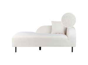 4255664879325 - Beliani - Chaiselongue Weiß Bouclé-Stoff Rechtsseitig mit Kissen Modernes Design Retro Stil Relaxliege für Wohnzimmer Schlafzimmer Indoor