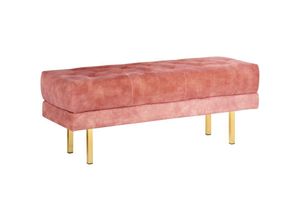 4255664879424 - Beliani - Bettbank Rosa aus Samtstoff Gesteppt Knopfheftung 117 cm mit Goldenen Beinen Elegant Sitzbank für Schlafzimmer Flur Garderobe Wohnzimmer