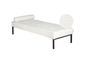 4255664880109 - Beliani - Chaiselongue Weiß Bouclé-Stoffbezug Gesteppt mit Kissen Metallgestell Modern Liegesessel Relaxliege für Wohnzimmer Schlafzimmer Indoor