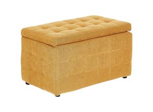 4255664881281 - Hocker Gelb Stoff Rechteckig mit Stauraum Deckel Steppung Modern Sitzbank Bettbank Fußbank Fußhocker Schemel Schlafzimmer Wohnzimmer Flur