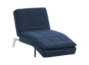 4255664881472 - Beliani - Chaiselongue Marineblau Stoffbezug Gesteppt Verstellbares Kopfteil mit Schlaffunktion Silberne Metallbeine Modernes Design Récamiere