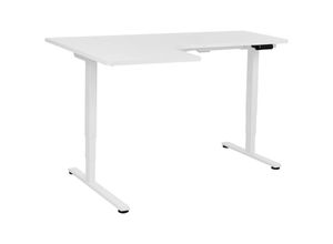 4255664881632 - Schreibtisch Links Weiß Melamin L-Form 160x59 cm mit Metallgestell Elektrisch Höhenverstellbar Büro Steh-Sitz-Tisch Stehtisch