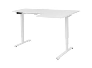 4255664881649 - Beliani - Schreibtisch Rechts Weiß Melamin L-Form 160x59 cm mit Metallgestell Elektrisch Höhenverstellbar Büro Steh-Sitz-Tisch Stehtisch