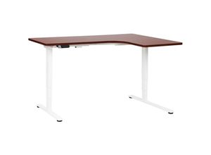 4255664881656 - Beliani - Schreibtisch Rechts Holzoptik u Weiß Melamin L-Form 160x59 cm mit Metallgestell Elektrisch Höhenverstellbar Büro Steh-Sitz-Tisch Stehtisch