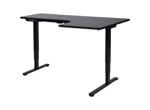 4255664881670 - Beliani - Schreibtisch Rechts Schwarz Melamin L-Form 160x59 cm mit Metallgestell Elektrisch Höhenverstellbar Büro Steh-Sitz-Tisch Stehtisch