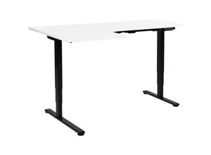 4255664881687 - Beliani - Schreibtisch Links Weiß u Schwarz Melamin L-Form 160x59 cm mit Metallgestell Elektrisch Höhenverstellbar Büro Steh-Sitz-Tisch Stehtisch