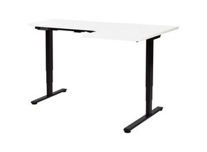 4255664881694 - Schreibtisch Rechts Weiß u Schwarz Melamin L-Form 160x59 cm mit Metallgestell Elektrisch Höhenverstellbar Büro Steh-Sitz-Tisch Stehtisch