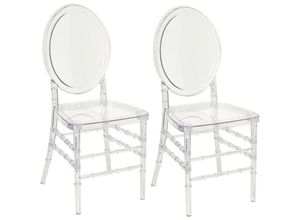 4255664882349 - Esszimmerstuhl 2er Set Transparent aus Kunststoff Moderner Stil Designerstühle für Esszimmer Küche