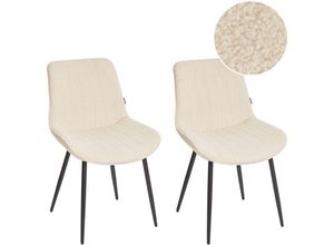 4255664882417 - Beliani - Esszimmerstuhl Hellbeige Bouclé-Stoffbezug Gesteppt mit Hoher Rückenlehne Schwarzes Metallgestell Retro Esszimmer Küche Wohnküche Wohnzimmer