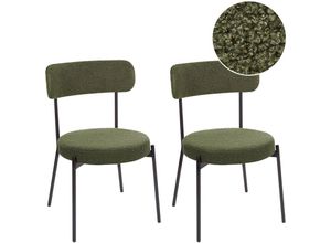 4255664882493 - Esszimmerstuhl 2er Set Dunkelgrün Bouclé-Bezug mit Hoher Lehne Metallbeine Modernes Design Sitzmöbel Esszimmer Küche Wohnküche Wohnzimmer