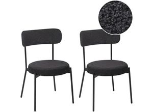 4255664882509 - Beliani - Esszimmerstuhl 2er Set Schwarz Bouclé-Bezug mit Hoher Lehne Metallbeine Modernes Design Sitzmöbel Esszimmer Küche Wohnküche Wohnzimmer