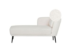 4255664883360 - Beliani - Chaiselongue Rechtsseitig Cremeweiß Bouclé-Stoffbezug mit Armlehne Kissen Schwarzes Metallgestell Retro-Design Liegesofa Recamière Longchair