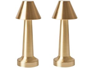 4255664890573 - Tischlampen 2er Set Gold Metall Kabellos Wiederaufladbar Touch Funktion Dimmfunktion usb Kabel Indoor Outdoor Tischleuchte Schreibtischlampe