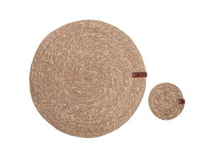 4255664893147 - Beliani - 6 Personen Tischset mit Untersetzern Naturfarben Seegras Geflochten Rund ⌀ 35 cm 12-Teilig Handmade Boho-Stil Esszimmer Küche Tischdeko