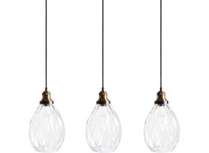 4255664893864 - Beliani - Hängelampe Transparent Glas Schirm 3-Flammig Elegant Modern Industrial Style Hängeleuchte für Esstisch Esszimmer Wohnzimmer Schlafzimmer