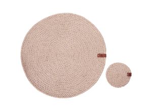 4255664896346 - Beliani - 6 Personen Tischset mit Untersetzern Naturfarben Jute Geflochten Rund ⌀ 35 cm 12-Teilig Handmade Boho-Stil Esszimmer Küche Tischdeko