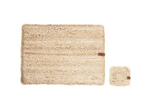 4255664896513 - Beliani - 6 Personen Tischset mit Untersetzern Naturfarben Jute Geflochten Rechteckig 30x40 cm 12-Teilig Handmade Boho-Stil Esszimmer Küche Tischdeko