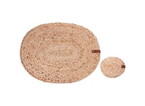 4255664897060 - Beliani - 6 Personen Tischset mit Untersetzern Naturfarben Jute Geflochten Oval 30 x 40 cm 12-Teilig Handmade Boho-Stil Esszimmer Küche Tischdeko