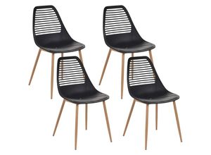 4255664899460 - Beliani - Esszimmerstuhl 4er Set Schwarz aus Kunststoff u Eisen in Holzoptik Modernes Design Ohne Armlehnen Minimalistischer Stil für Küche Esszimmer