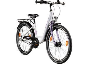 4255676604458 - C400 Jugendfahrrad 24 Zoll Fahrrad ab 130-145 cm 3 Gang Tiefeinsteiger weiß lila