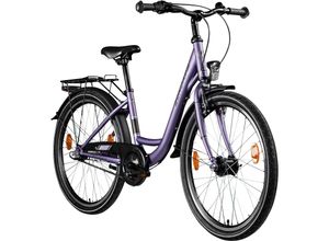 4255676604472 - C400 Jugendfahrrad 24 Zoll Fahrrad ab 130-145 cm 3 Gang Tiefeinsteiger flieder