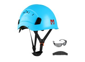 4255681401103 - Mustbau Sicherheitshelm-Set - Schutzhelm mit Schutzbrille Verstellbarer Kopfriemen von 53 bis 63 cm