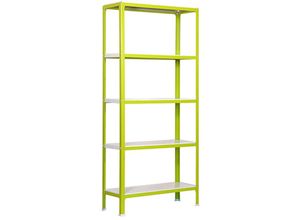 4255681533569 - Proregal-zertifizierte Qualitätsprodukte - proregal Wohnregal living koala metal mit 5 Fachböden HxBxT 180x80x30cm Fachlast 150kg Grün Weiß - Grün