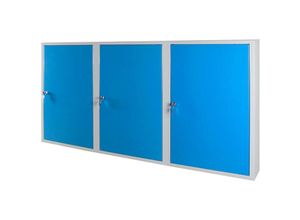 4255681536812 - Proregal-betriebsausstattung Zum Fairen Preis - Werkzeugwandschrank mit 3 Türen + 4 Fachboden HxBxT 75x150x20cm Lichtgrau Lichtblau - Hellgrau