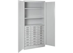 4255681537178 - Proregal-betriebsausstattung Zum Fairen Preis - Schubladenschrank Chinchilla mit 27 Schubladen + 3 Ablageboden HxBxT 179x80x41cm Lichtgrau